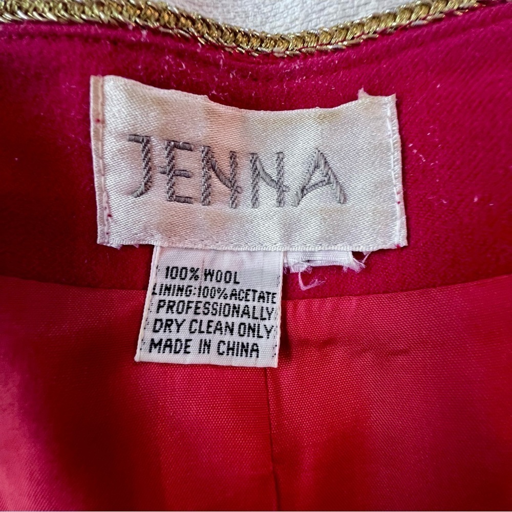 Jenna VTG 100% Wool Embroidered‎ Appliqué Christmas Ornament Button Vest Red L - Picture 7 of 16